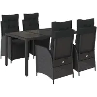 vidaXL Ensemble de jardin 5 pièces avec coussins Noir Poly Rattan