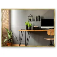 Tulup (70x100 cm) Miroir Mural Rectangulaire Cadre Doré Miroir Décoratif Élégant Pour Salle de Bain Chambre ou Entrée