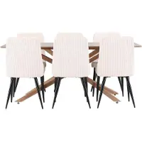Ebuy24 Piazza ensemble pour salle à manger table à manger moka 6 chaises velours beige.