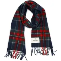 Barbour Écharpe Tartan Laine Cachemire Marine Bleu Bleu foncé