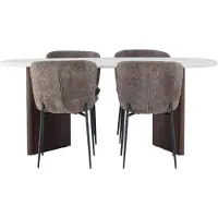Ebuy24 Grönvik ensemble pour salle à manger table à manger gris clair 4 chaises bouclé brun.