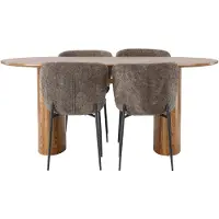 Ebuy24 Isolde ensemble pour salle à manger table à manger naturel 4 chaises bouclé brun.