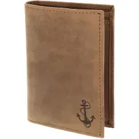 OXMOX Cuir porte-monnaie Leather RFID Protect Kombibörse Freedom Anchor Embossed Vintage Light Brown brun