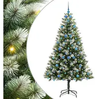 vidaXL Sapin de Noël artificiel à charnière avec neige en flocons