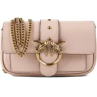 Pinko Love One Pocket cuir rose, Love Birds, chaîne