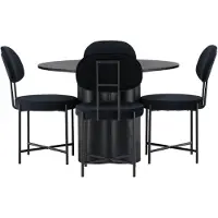 Ebuy24 Olivia ensemble pour salle à manger table à manger noir 4 chaises velours noir.