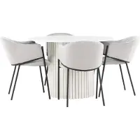 Ebuy24 Härön ensemble pour salle à manger table à manger blanc 4 chaises velours gris.