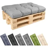 Garronda Coussin pour palette , 120x80 cm, épaisseur 12 cm, résistant à l'eau, aux UV et aux intempéries. Canapé palette GD-0252, couleur gris clair