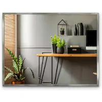Tulup (60x80 cm) Miroir Salle de Bain Rectangulaire Avec Cadre Argenté Miroir Mural Design Moderne Style Contemporain Installation Murale