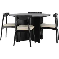 Ebuy24 Tyresö ensemble pour salle à manger table à manger noir 4 chaises blanchi.