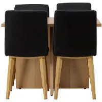 Ebuy24 Leo ensemble pour salle à manger table à manger chêneReproduction 4 chaises cuirPolyuréthanesynthétique noir.