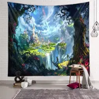 Unyqoos Tapis mural aux motifs forestiers fantaisistes – 100% polyester, polyvalent pour la décoration murale, comme nappe ou rideau, avec crochets et clous décoratifs inclus