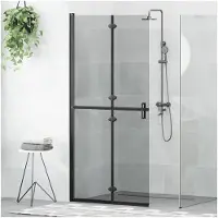 vidaXL Paroi de douche walk-in, noire, 90 x 6,5 x 190 cm ()