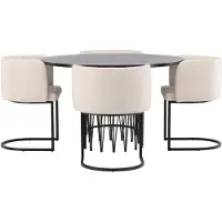 Ebuy24 Stone ensemble pour salle à manger table à manger noir 4 chaises beige.