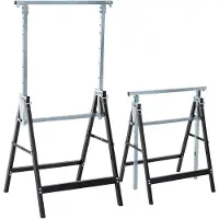 HOMCOM Lot de 2 tréteaux pliables télescopiques hauteur réglable 80-130 cm noir 15