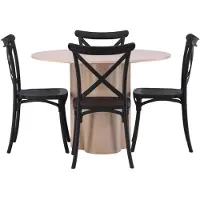 Ebuy24 Olivia ensemble pour salle à manger table à manger blanchi 4 chaises plastique noir.