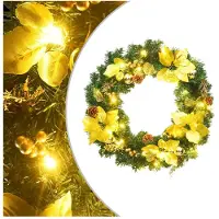 vidaXL Couronne de Noël avec lumières LED Vert 60 cm PVC