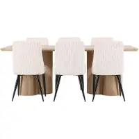 Ebuy24 Olivia ensemble pour salle à manger table à manger naturel 6 chaises velours beige.
