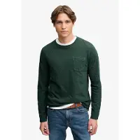 Superdry Homme Top à Manches Longues Avec Poche en Coton et lin Green Taille: L
