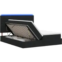 vidaXL Lit coffre à LED avec matelas, noir, 200 x 200 cm, tissu