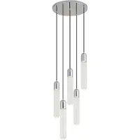 QAZQA Suspension design chromée avec verre nervuré 5 lumières - Walcott