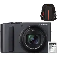 Panasonic Lumix DC-TZ300 - Argent foncé + Lexar 64GB SDXC + Case Logic DCB-313