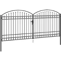 vidaXL Portail de clôture avec verrouillage Gris 400 x 175 cm Acier
