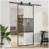 vidaXL : Porte en verre, 90 x 2 x 205 cm, aluminium, noire