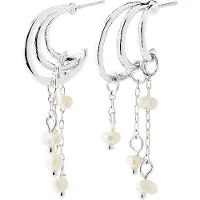 Pilgrim Boucles d'oreilles 'Lunith' argent / blanc perle