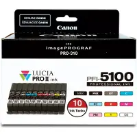 Canon PFI-5100 Cartouche d'encre MBK/PBK/C/M/Y/PC/PM/R/GY/CO Multipack 10 couleurs