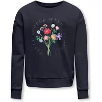 ONLY GIRLS Sweat-shirt 'KOGRUNA FLOWER' bleu / mélange de couleurs
