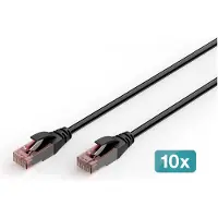 Digitus Câble de raccordement CAT 6 U/UTP pour extérieur, 10 pièces, 1 mètre, couleur noire.