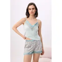 Trendyol Shorty bleu ciel / gris / menthe / rouge