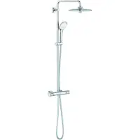 GROHE Euphoria Ensemble de douche pluie à poser - douche principale 26 cm - douchette de massage ronde - thermostatique - chrome 27296003