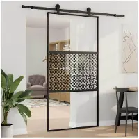 vidaXL : Porte en verre, 102,5 x 2 x 205 cm, aluminium, noire