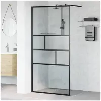 vidaXL Paroi de douche à l'italienne noire 100 x 195 x 0,5 cm en verre et aluminium