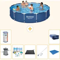 Bestway Steel Pro, piscine tubulaire ronde - 396 x 84 cm - 8 pièces - Modèle S21616