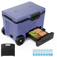 Vevor Glacière Rigide à Roulettes 42,6 L Boîte Isotherme Rigide Portable