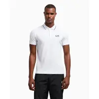 EA7 pour homme. 8NPF16_PJVUZ Polo blanc décontracté (4XL), Casuel, Coton, Manche courte