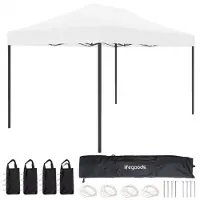 LifeGoods Tentes de fête - Pavillon - - 3x4.5 m - Facile à monter - Pliable - Imperméable - Sac de transport à roulettes - Blanc