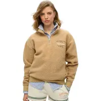 Superdry pour femme. W2012246A Sweat à demi-zip Country Club Half beige (XS), Casuel, Polyester