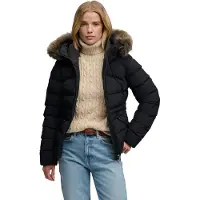 Superdry Faux Fur Fuji Padded Jacket Noir S Femme
