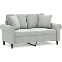vidaXL Canapé 2 places avec coussins décoratifs gris clair 120 cm velours