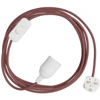Creative Cables Snakebis Shade Ready E27 Lamp Holder With Cord Rouge 3 m / UK Plug 220V