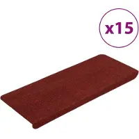 vidaXL Tapis d'escalier autocollants 15 pcs 65x24,5x3,5 cm Rouge