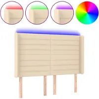 vidaXL Tête de lit LED Crème 147x16x118/128 cm Tissu