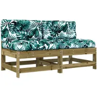 vidaXL Canapé central avec coussin 2 pcs. Bois de pin imprégné