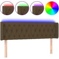 vidaXL Tête de lit LED brun foncé 163x16x78/88 cm Tissu