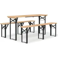 vidaXL Ensemble de 3 tables de bière pliantes en bois massif de sapin