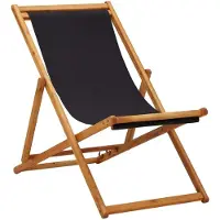 vidaXL Chaise pliante en bois d'eucalyptus et avec assise en tissu noir